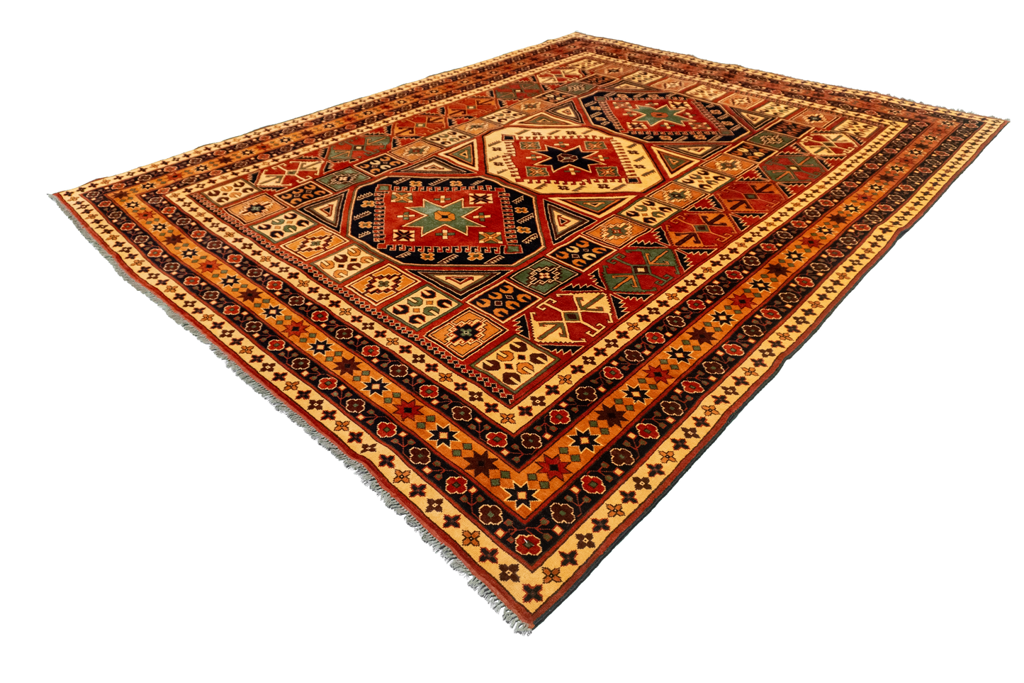 W 7.8 L 9.9 Jozan 100% Wool Hand-Woven Geometric Design - 53002