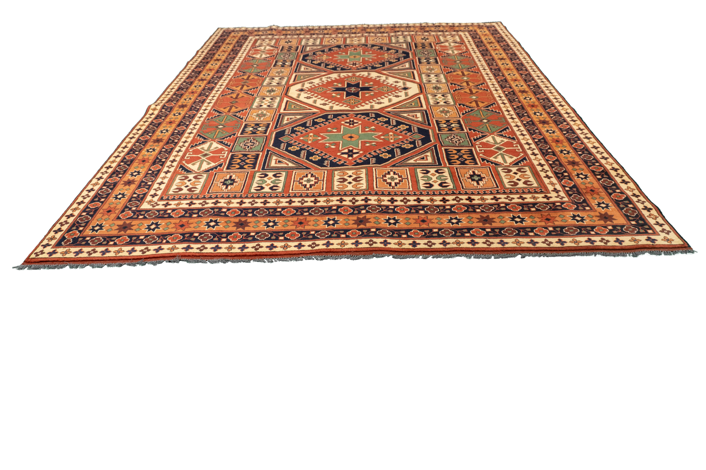 W 7.8 L 9.9 Jozan 100% Wool Hand-Woven Geometric Design - 53002