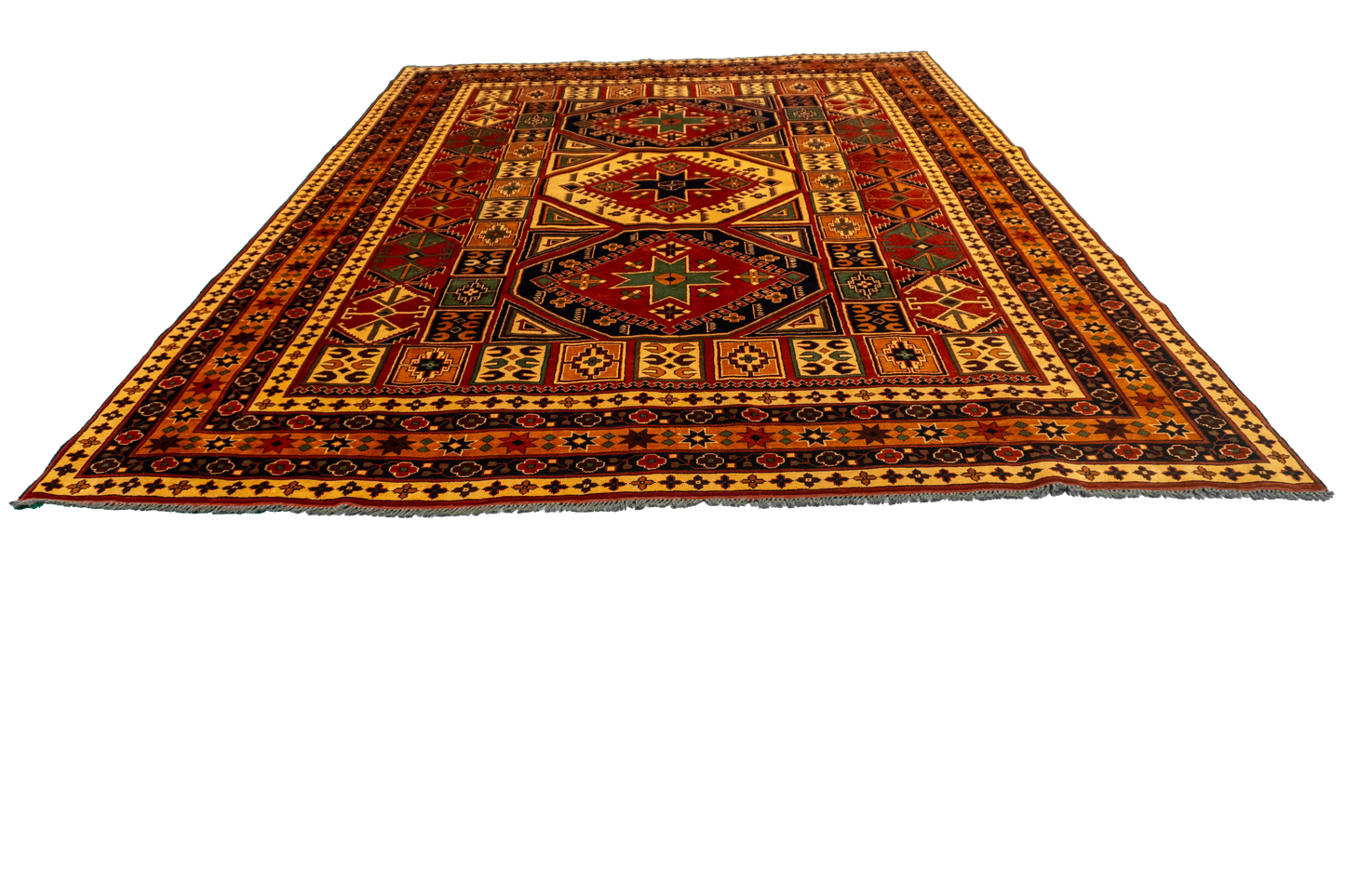 W 7.8 L 9.9 Jozan 100% Wool Hand-Woven Geometric Design - 53002