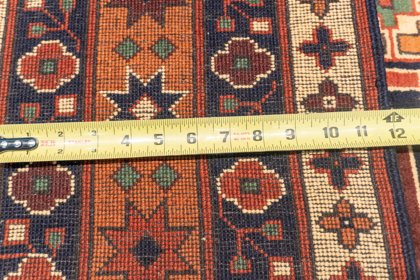W 7.8 L 9.9 Jozan 100% Wool Hand-Woven Geometric Design - 53002
