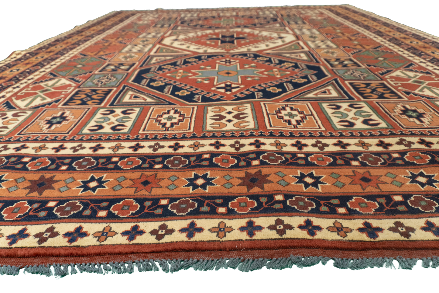 W 7.8 L 9.9 Jozan 100% Wool Hand-Woven Geometric Design - 53002