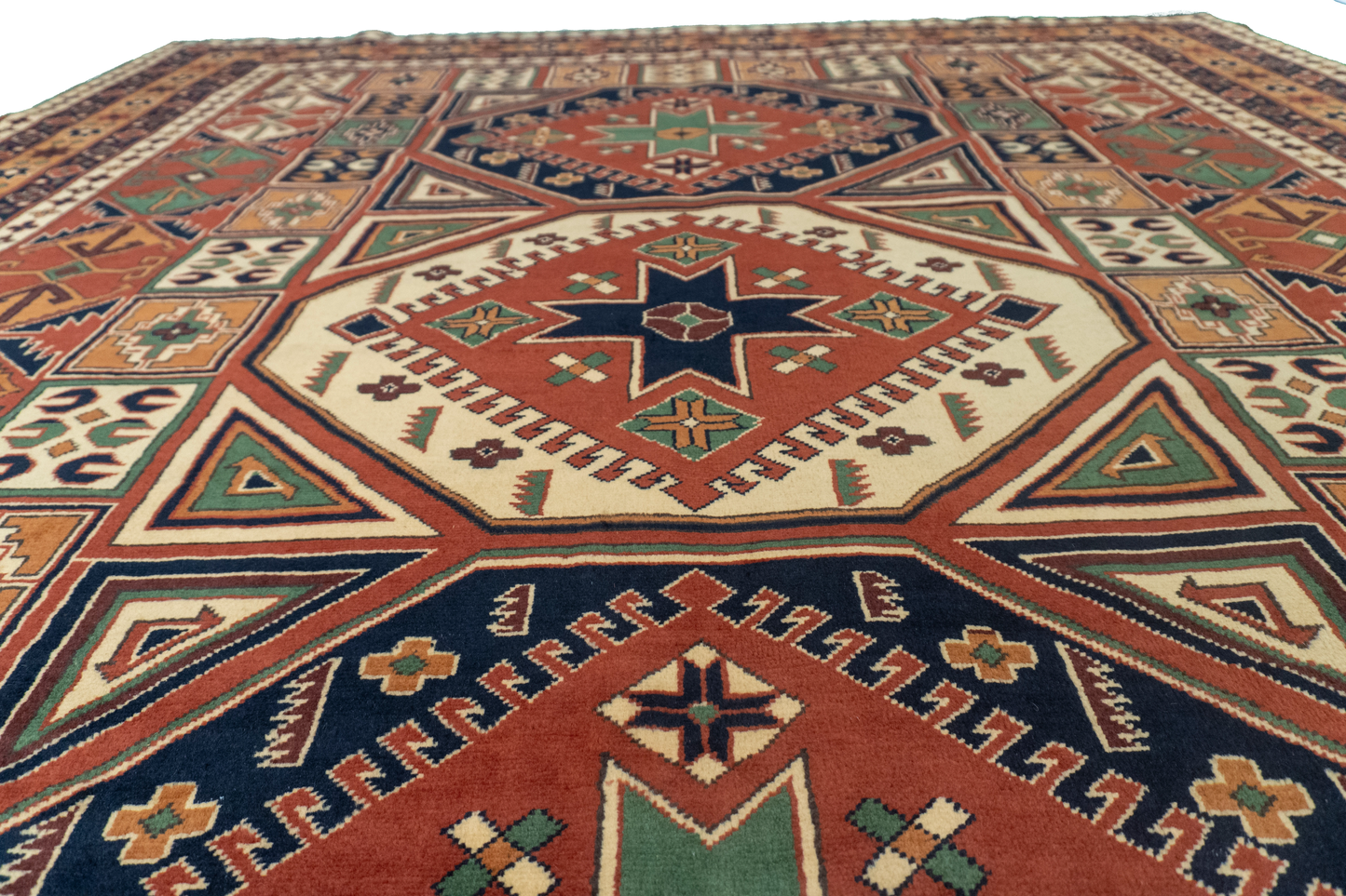 W 7.8 L 9.9 Jozan 100% Wool Hand-Woven Geometric Design - 53002
