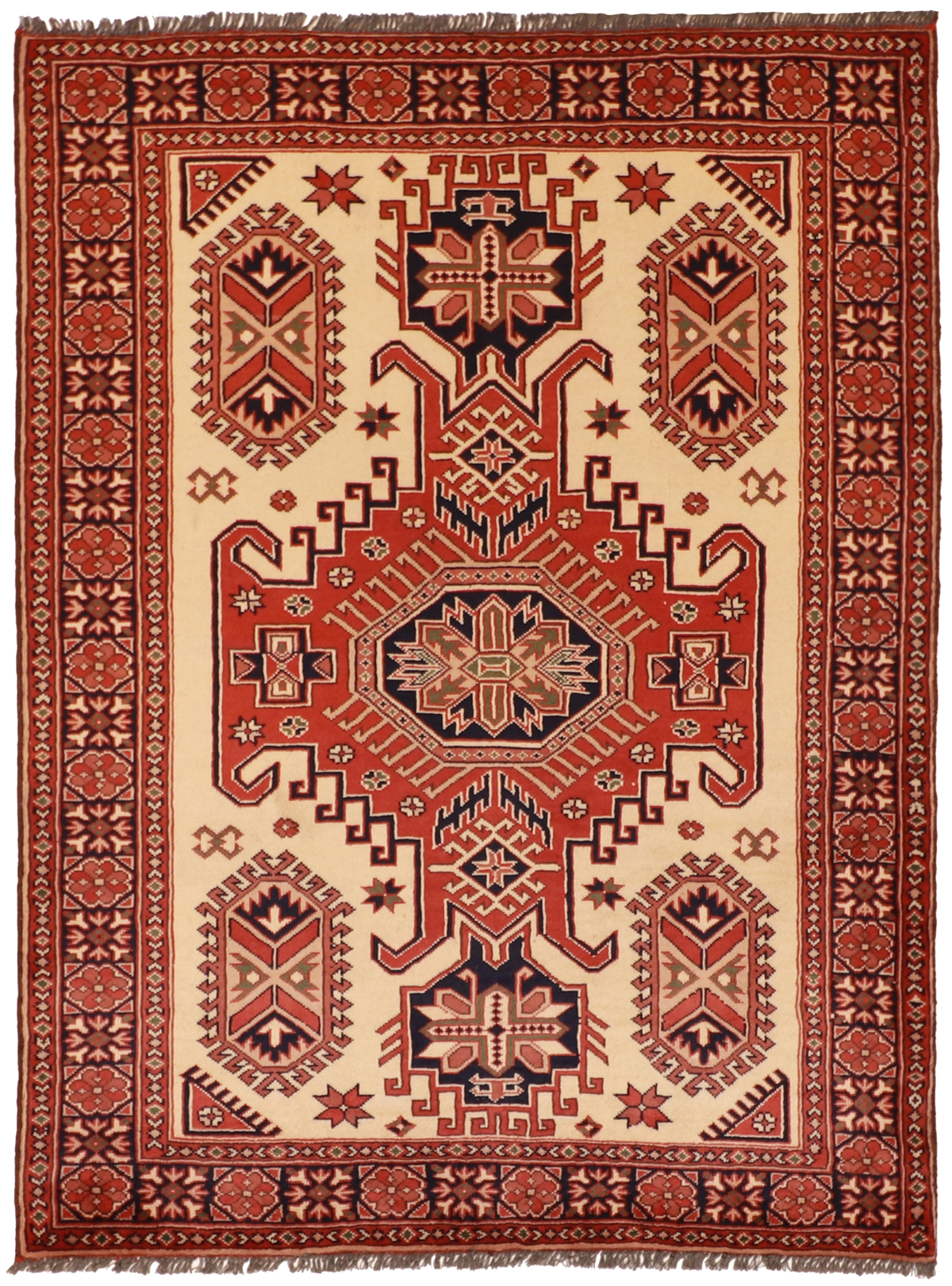 W 4.2 L 5.8 Ahar 100% Wool Hand-Woven All-Over Design - 53008