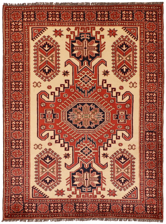 W 4.2 L 5.8 Ahar 100% Wool Hand-Woven All-Over Design - 53008