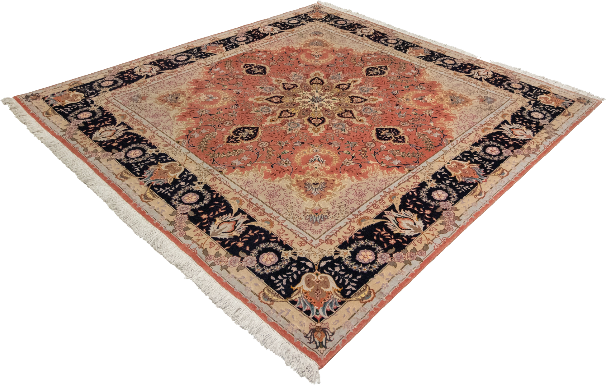 W 6.6 L 6.10 Tabriz Silk And Wool Blend Hand-Woven Medallion Design - 53020
