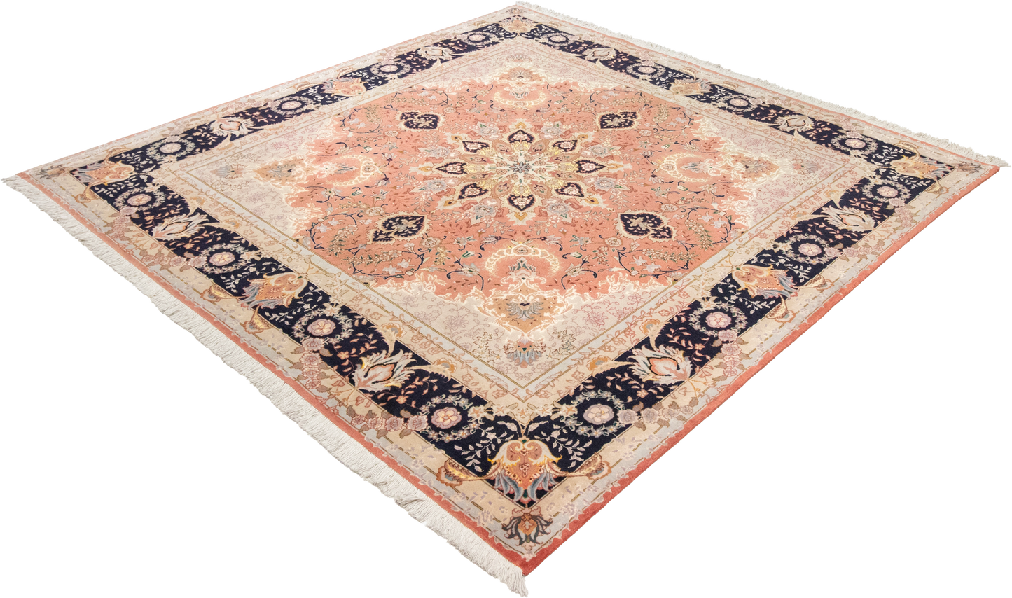 W 6.6 L 6.10 Tabriz Silk And Wool Blend Hand-Woven Medallion Design - 53020