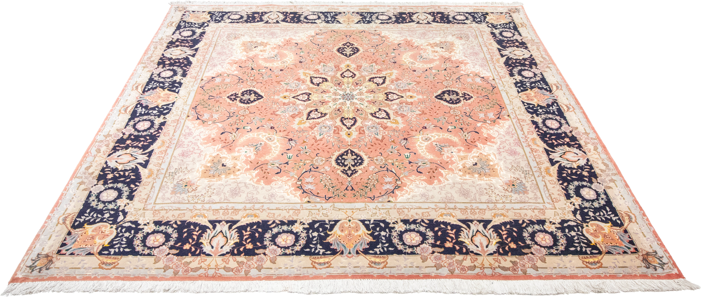 W 6.6 L 6.10 Tabriz Silk And Wool Blend Hand-Woven Medallion Design - 53020