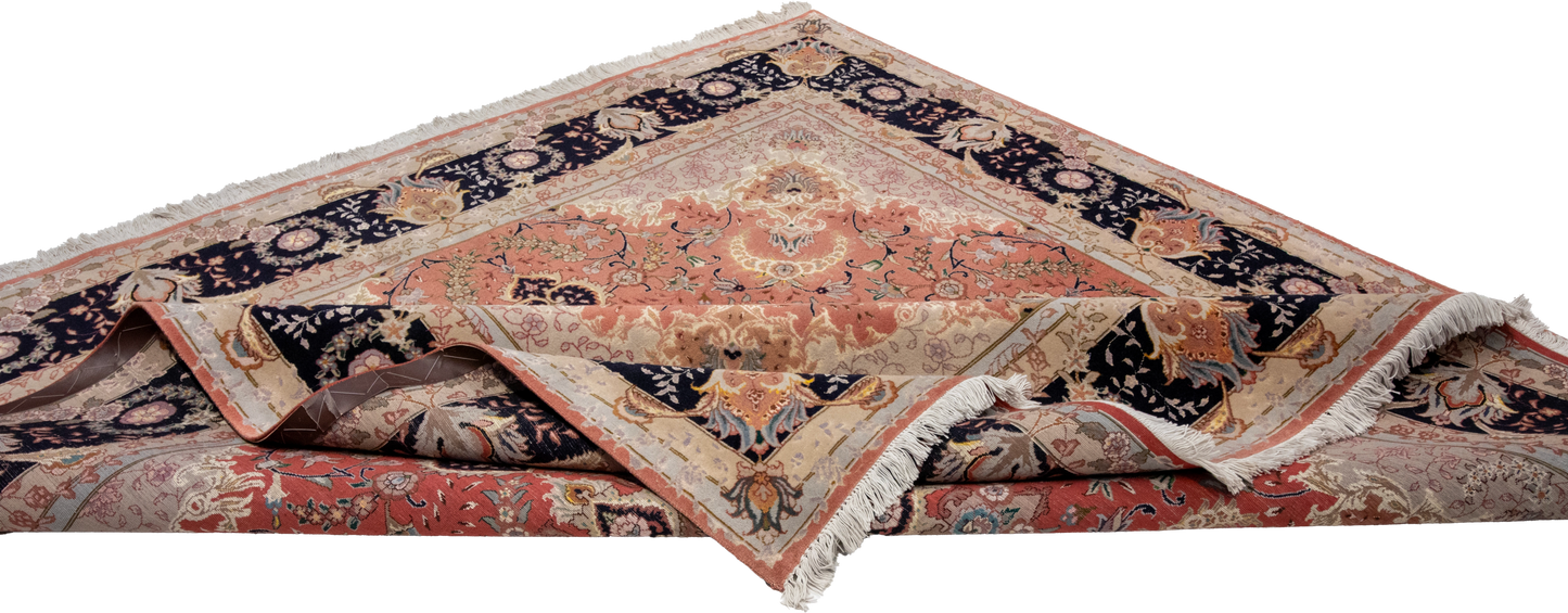 W 6.6 L 6.10 Tabriz Silk And Wool Blend Hand-Woven Medallion Design - 53020