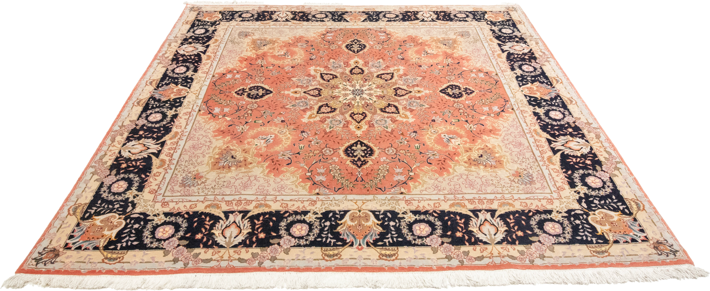W 6.6 L 6.10 Tabriz Silk And Wool Blend Hand-Woven Medallion Design - 53020