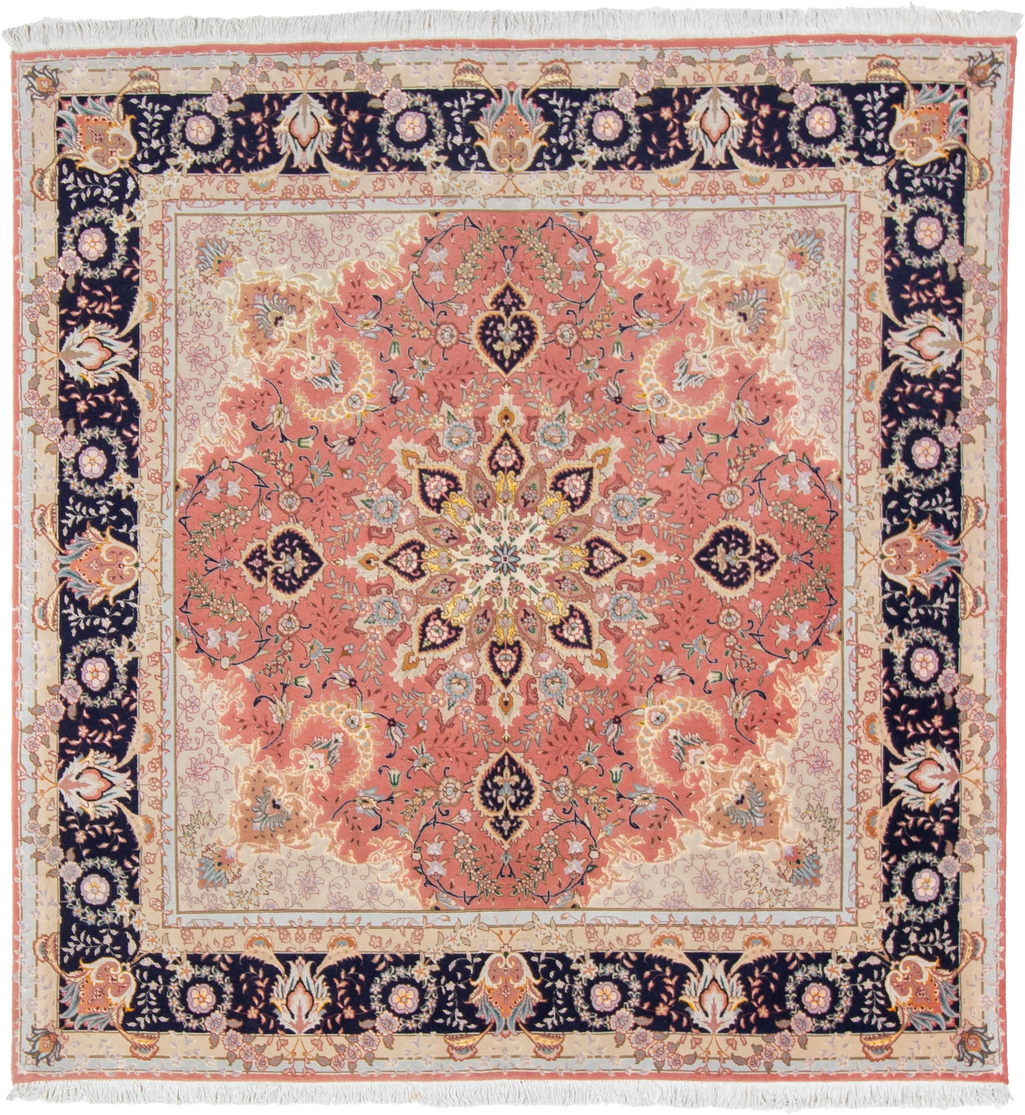W 6.6 L 6.10 Tabriz Silk And Wool Blend Hand-Woven Medallion Design - 53020
