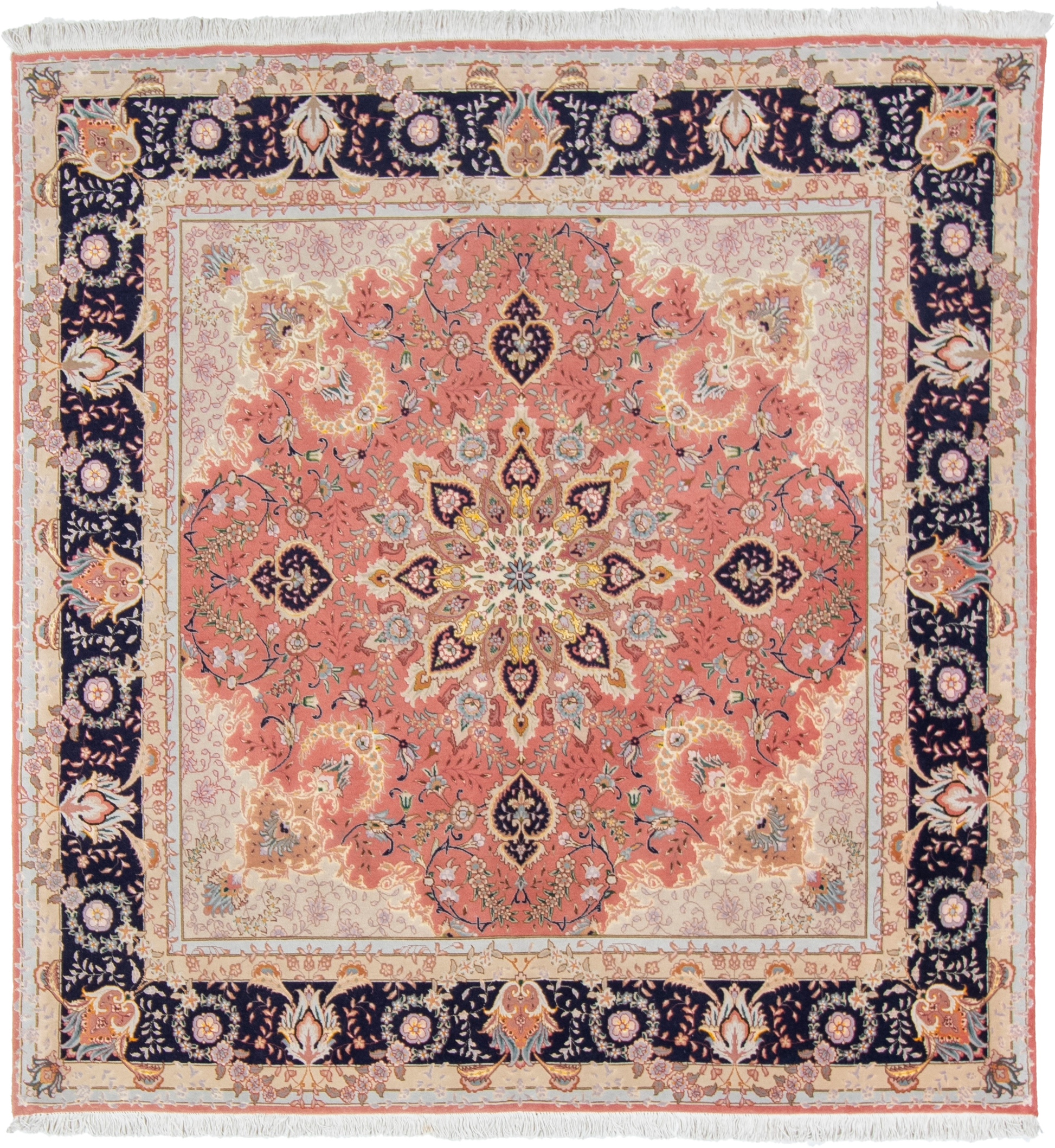 W 6.6 L 6.10 Tabriz Silk And Wool Blend Hand-Woven Medallion Design - 53020