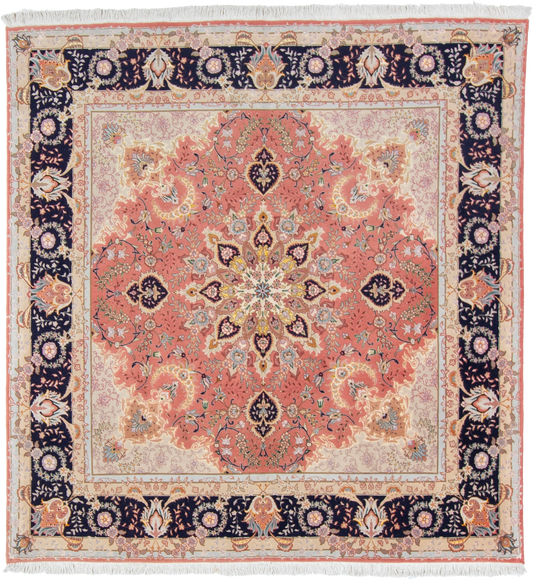 W 6.6 L 6.10 Tabriz Silk And Wool Blend Hand-Woven Medallion Design - 53020