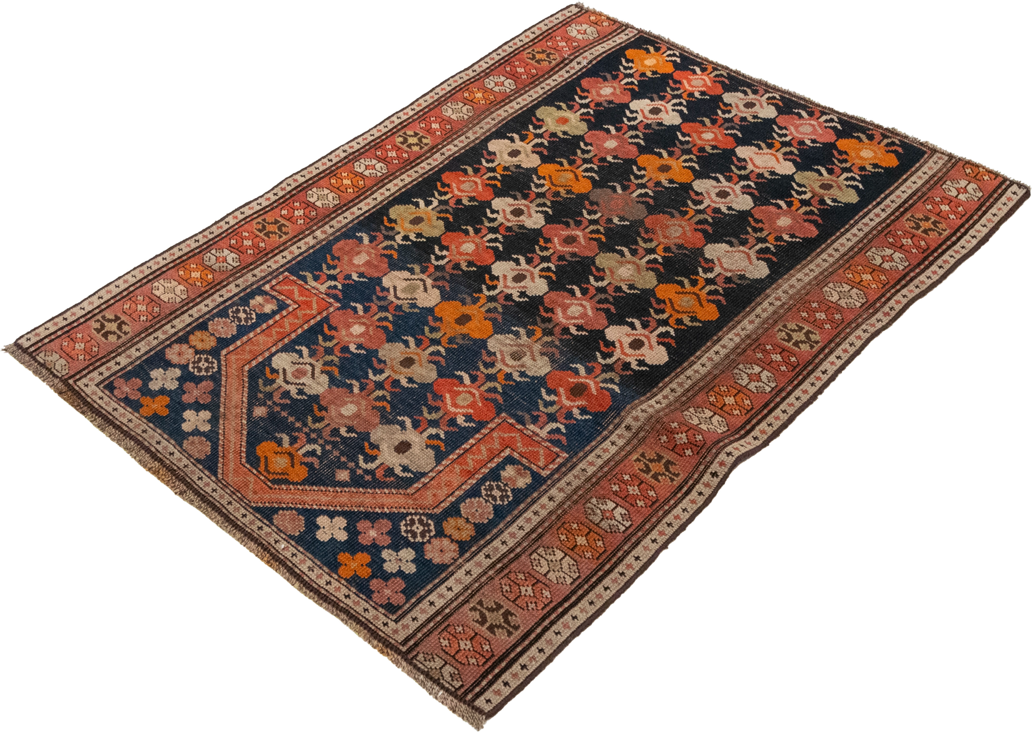 W 2.10 L 3.9 Kazak Antique 100% Wool Hand-Woven Geometric Design - 53022
