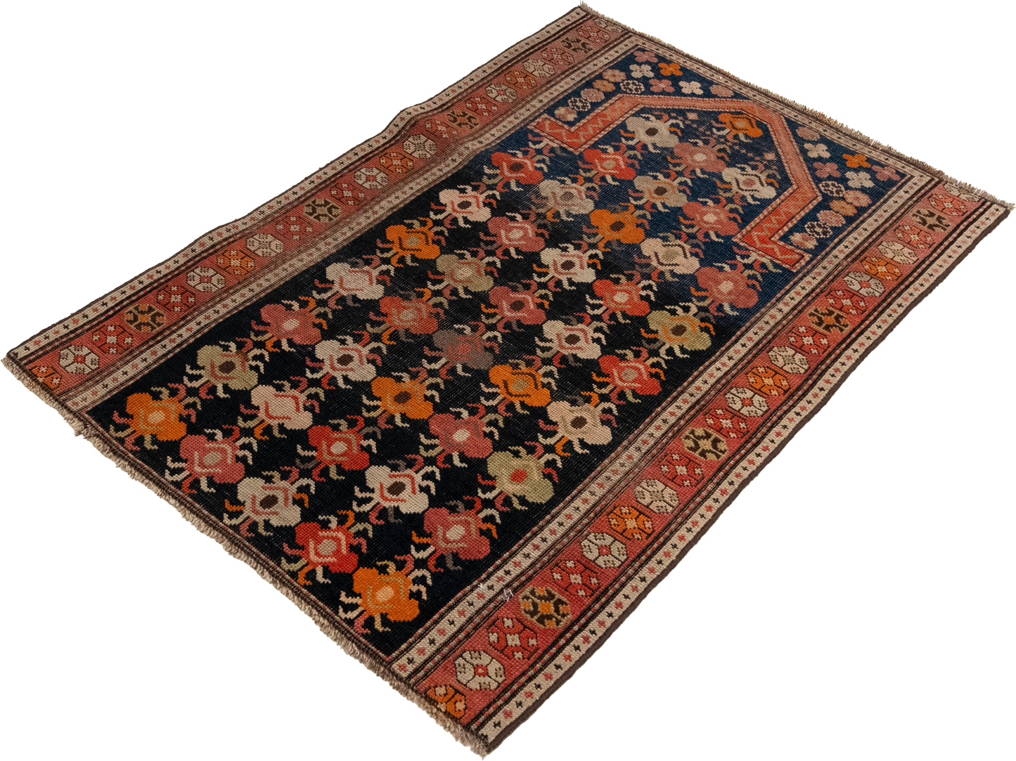 W 2.10 L 3.9 Kazak Antique 100% Wool Hand-Woven Geometric Design - 53022
