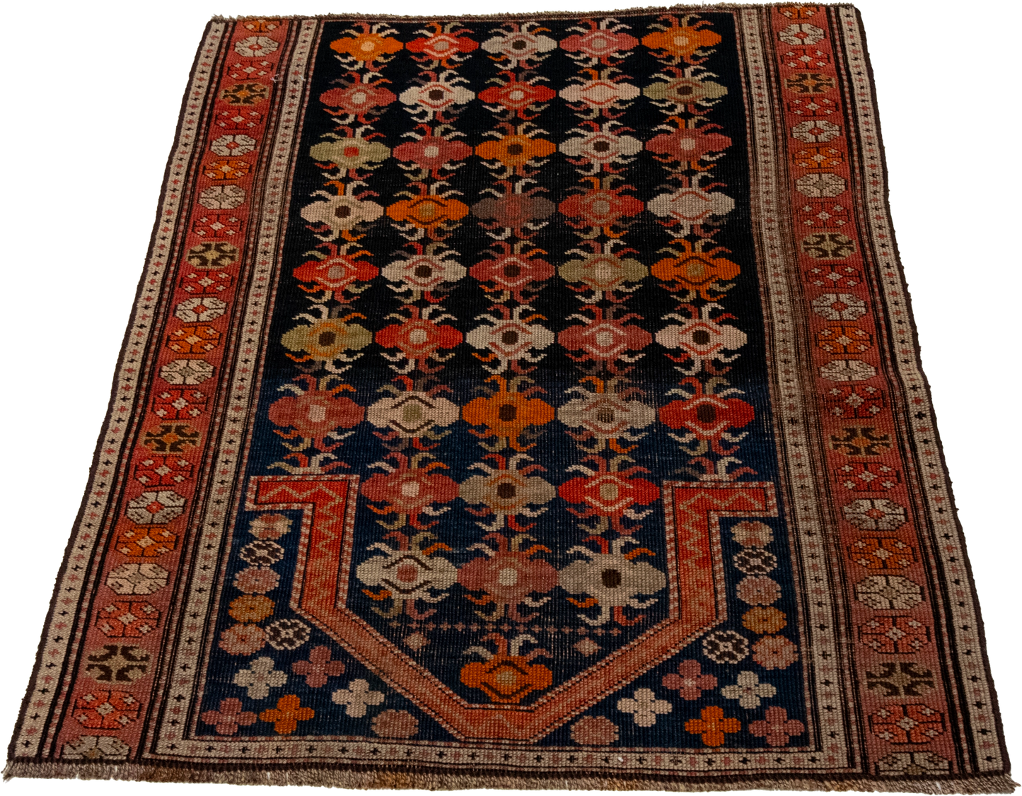 W 2.10 L 3.9 Kazak Antique 100% Wool Hand-Woven Geometric Design - 53022