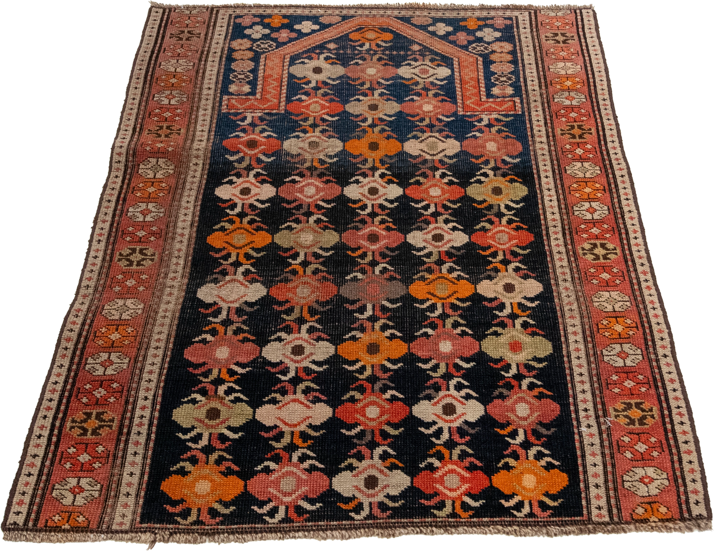 W 2.10 L 3.9 Kazak Antique 100% Wool Hand-Woven Geometric Design - 53022