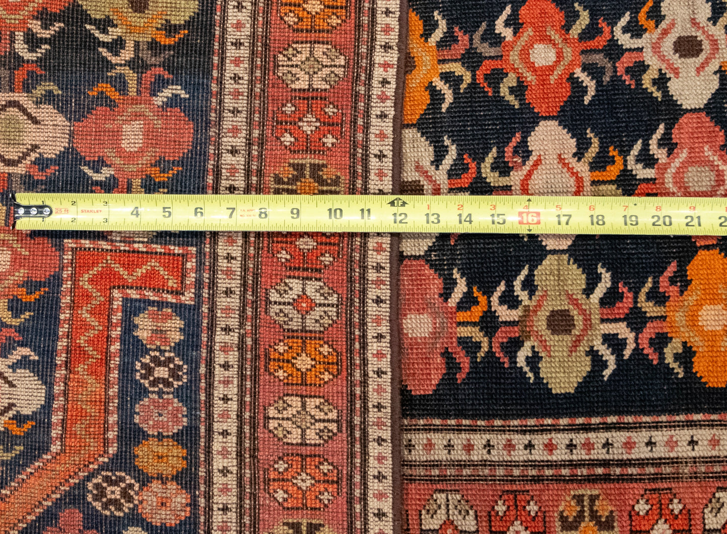 W 2.10 L 3.9 Kazak Antique 100% Wool Hand-Woven Geometric Design - 53022
