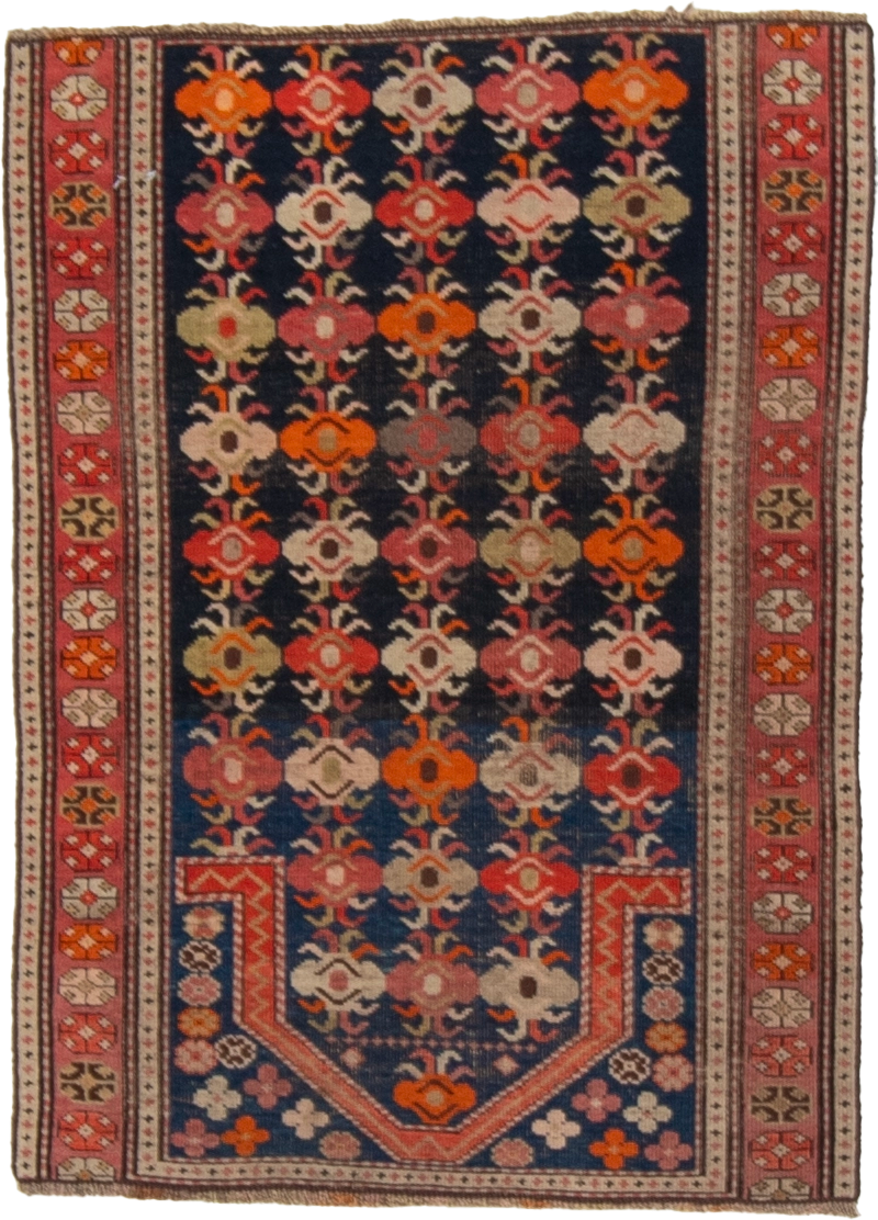 W 2.10 L 3.9 Kazak Antique 100% Wool Hand-Woven Geometric Design - 53022