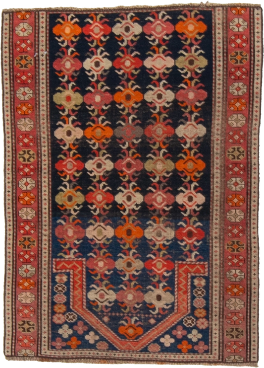 W 2.10 L 3.9 Kazak Antique 100% Wool Hand-Woven Geometric Design - 53022