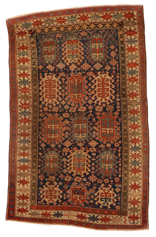 W 3.1 L 4.11 Baku Antique 100% Wool Hand-Woven All-Over Design - 53127
