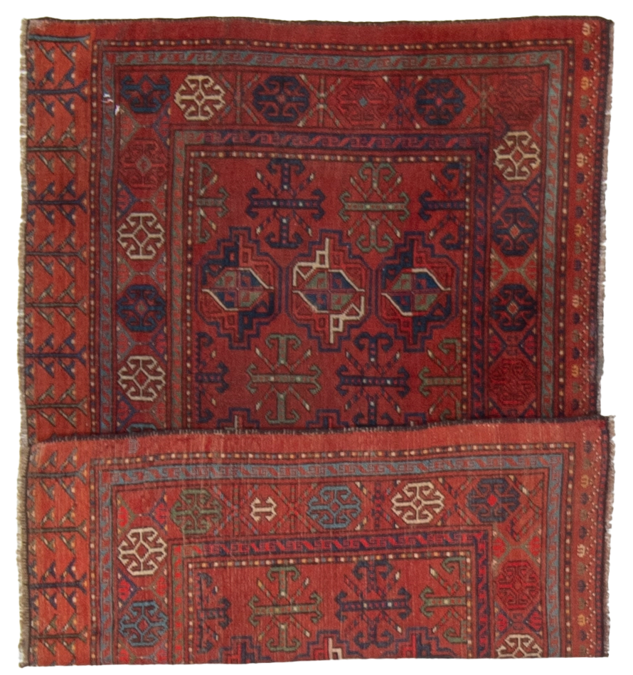 W 4.5 L 2.11 Tekeh Antique 100% Wool Hand-Woven All-Over Design - 53138