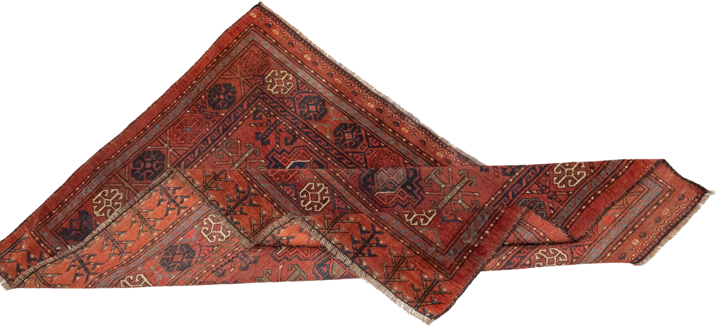 W 4.5 L 2.11 Tekeh Antique 100% Wool Hand-Woven All-Over Design - 53138