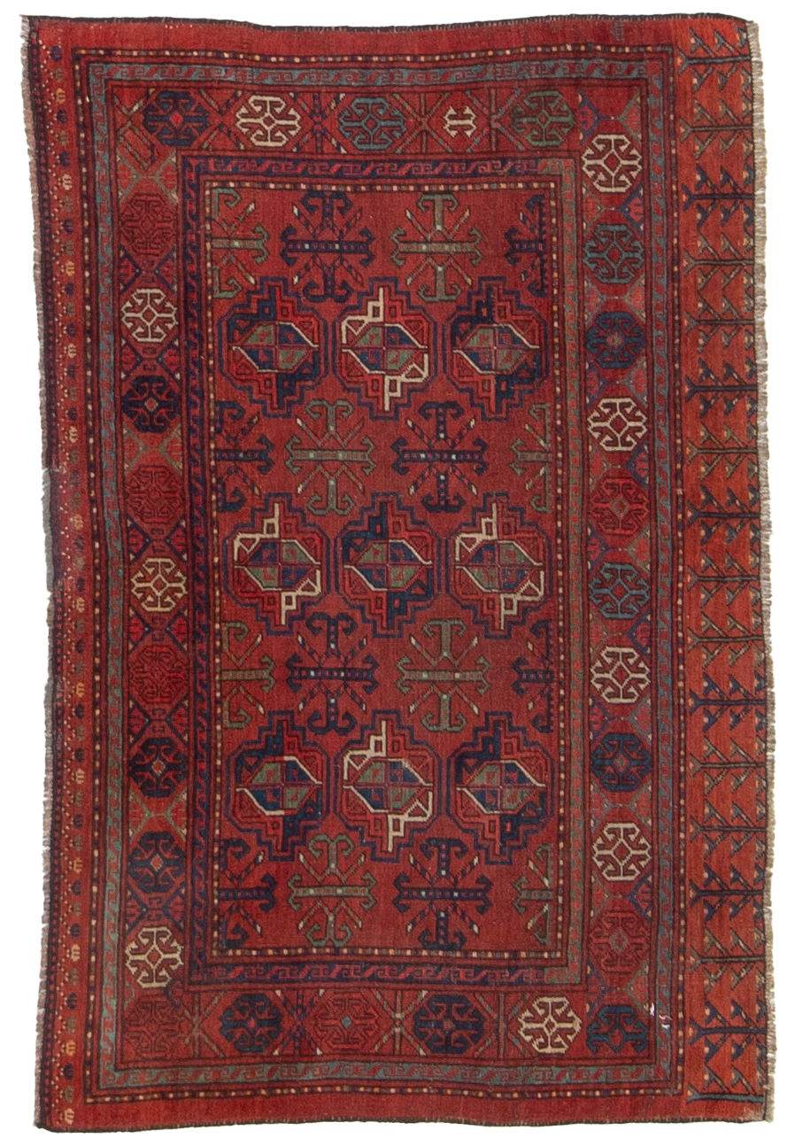 W 4.5 L 2.11 Tekeh Antique 100% Wool Hand-Woven All-Over Design - 53138