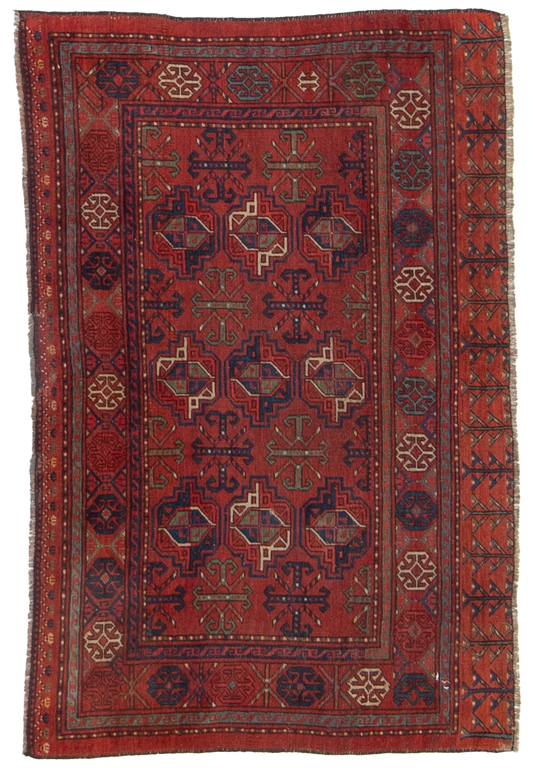W 4.5 L 2.11 Tekeh Antique 100% Wool Hand-Woven All-Over Design - 53138
