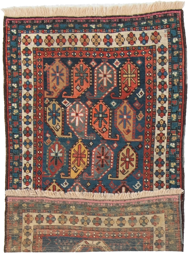 W 2.8 L 4.3 Karabagh Antique 100% Wool Hand-Woven All-Over Design - 53139