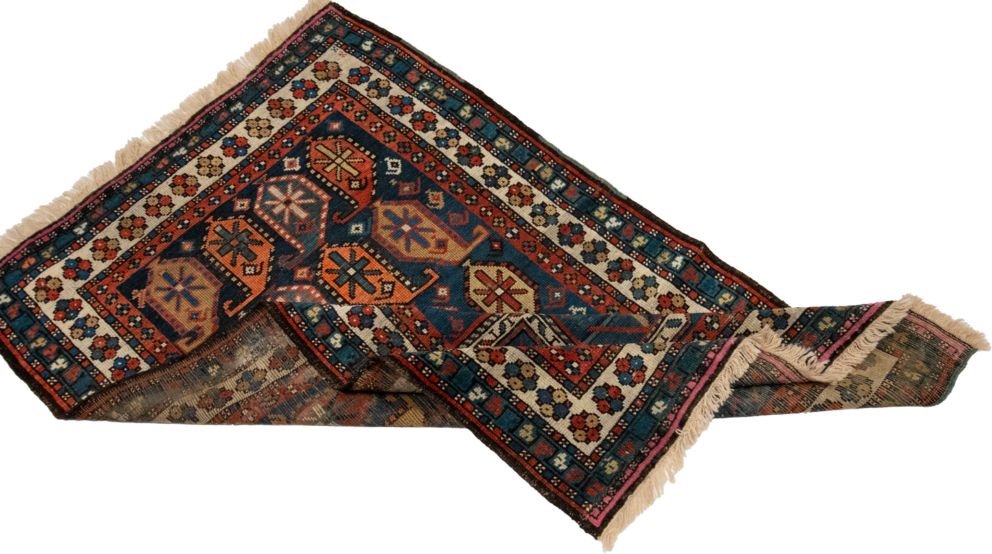W 2.8 L 4.3 Karabagh Antique 100% Wool Hand-Woven All-Over Design - 53139