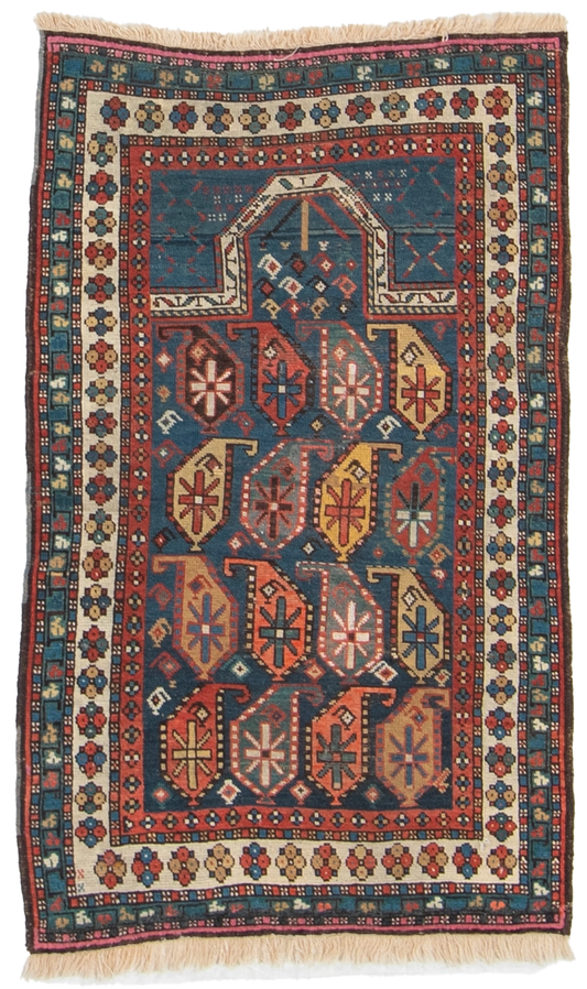 W 2.8 L 4.3 Karabagh Antique 100% Wool Hand-Woven All-Over Design - 53139