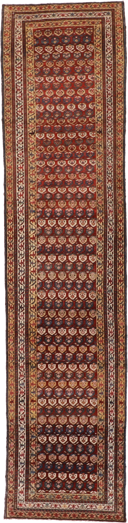 W 3 L 12.3 Malayer Antique Runner 100% Wool Hand-Woven All-Over Design - 53144
