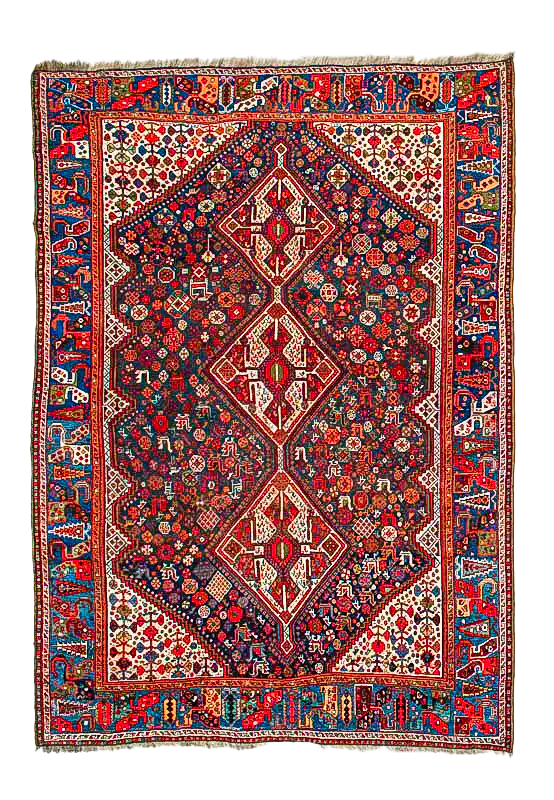 W 5.2 L 6.11 Gashgaie 100% Wool Hand-Woven Geometric Design - 53146