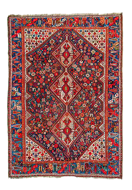 W 5.2 L 6.11 Gashgaie 100% Wool Hand-Woven Geometric Design - 53146