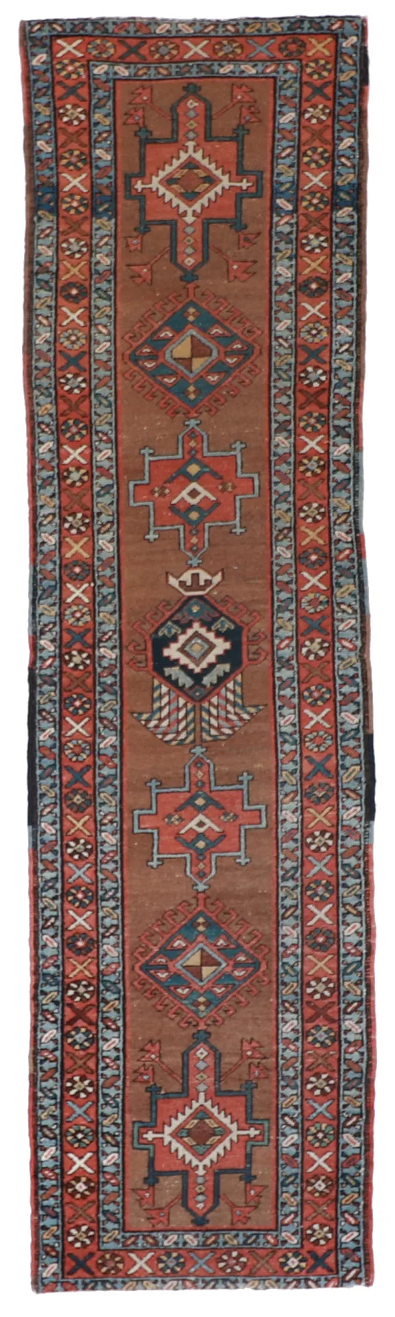 2.10 x 10.7 - Bakshiesh Wool Geometric Rectangle - Finest Hand-Knotted Quality Wool — 53153