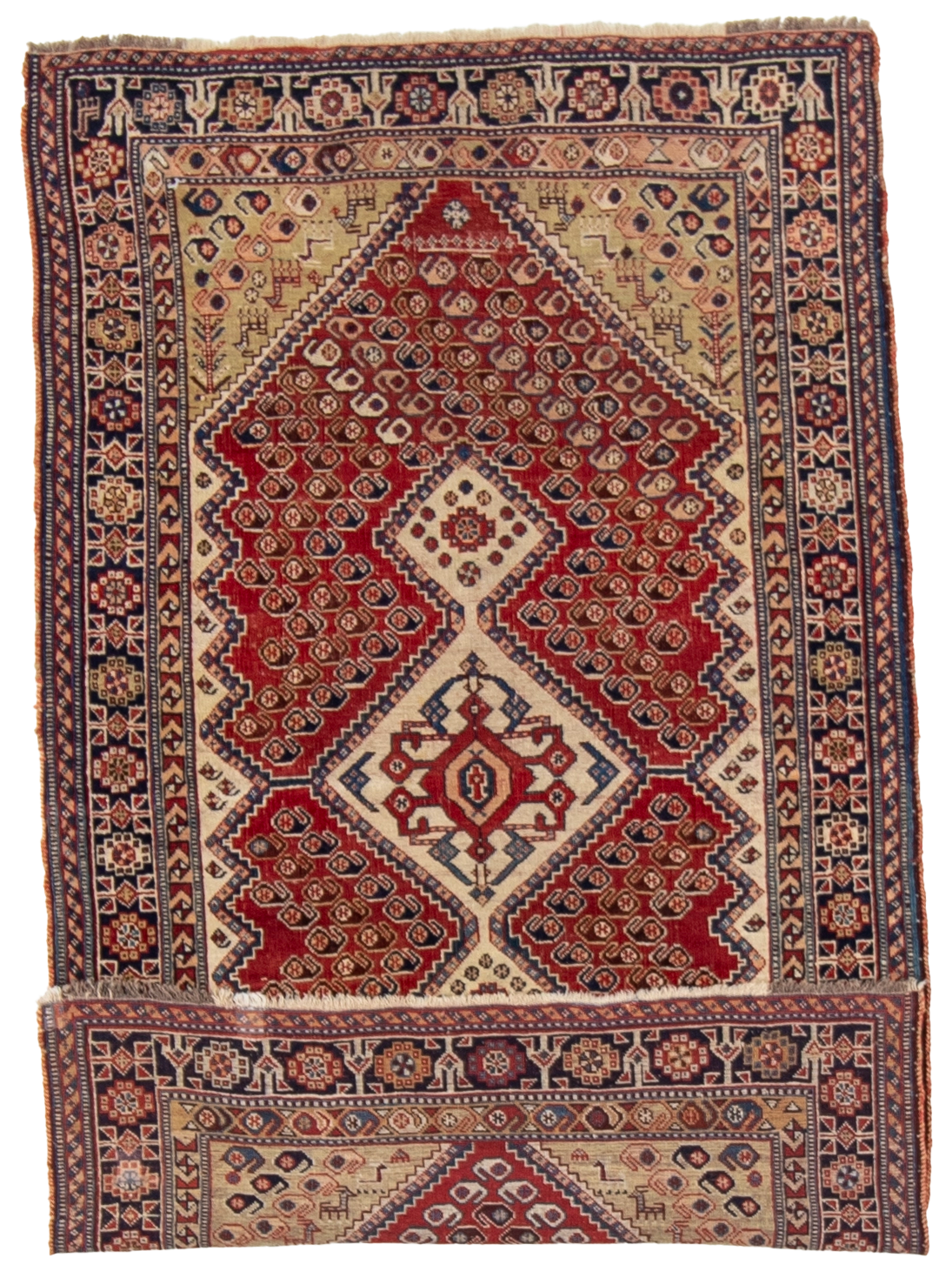 W 3.8 L 6.1 Gashgaie Antique 100% Wool Hand-Woven All-Over Design - 53155