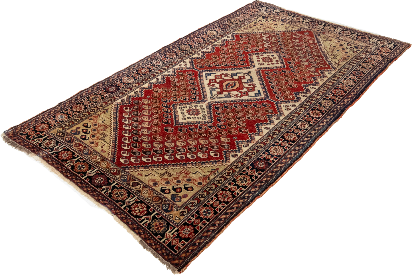 W 3.8 L 6.1 Gashgaie Antique 100% Wool Hand-Woven All-Over Design - 53155