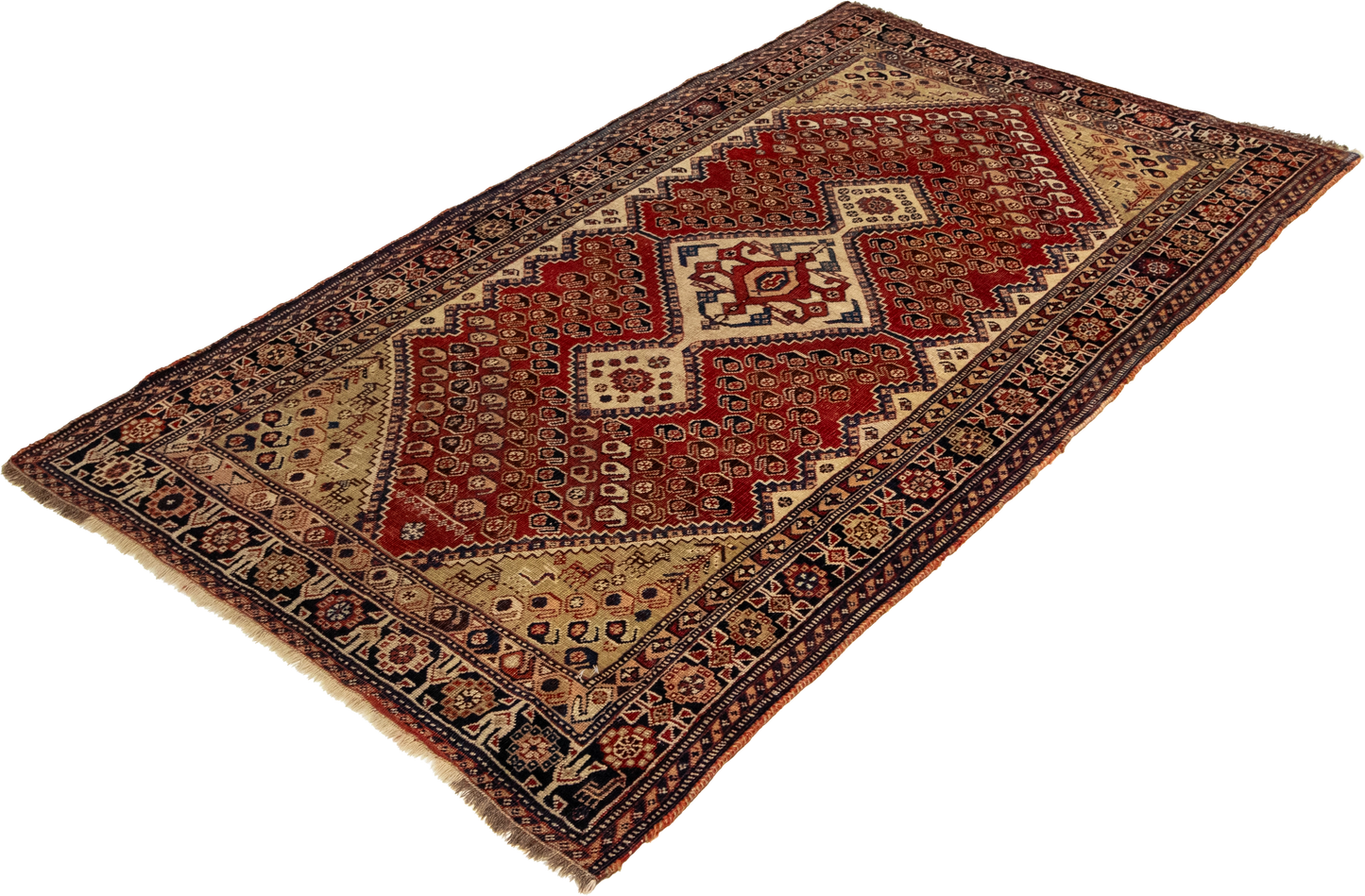 W 3.8 L 6.1 Gashgaie Antique 100% Wool Hand-Woven All-Over Design - 53155
