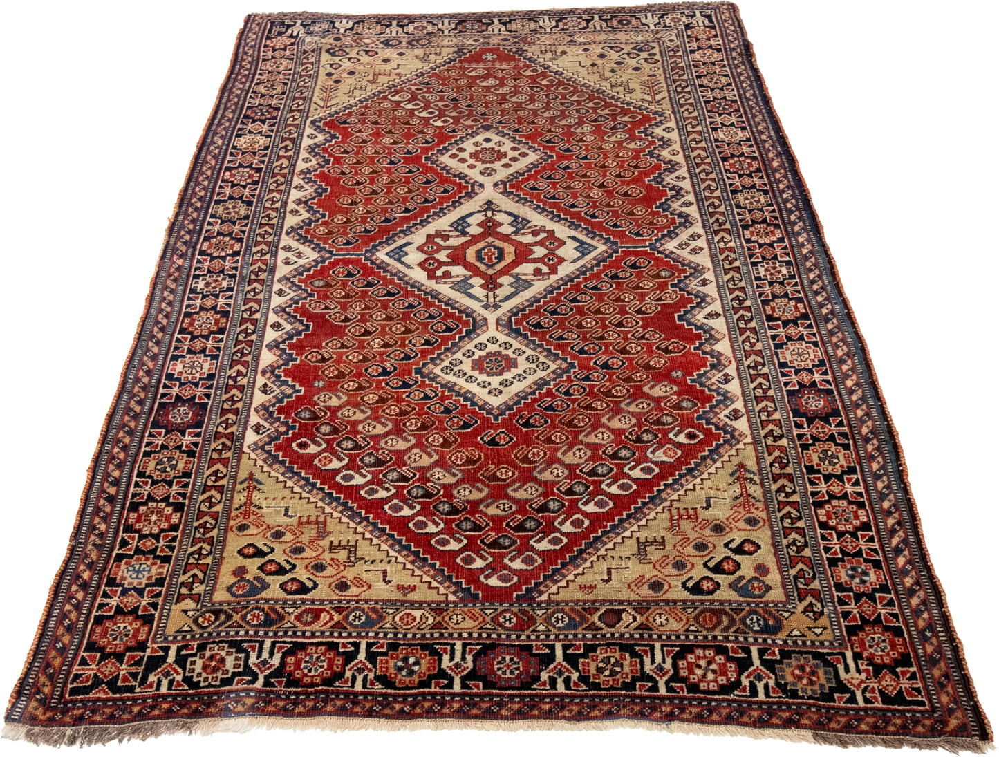W 3.8 L 6.1 Gashgaie Antique 100% Wool Hand-Woven All-Over Design - 53155