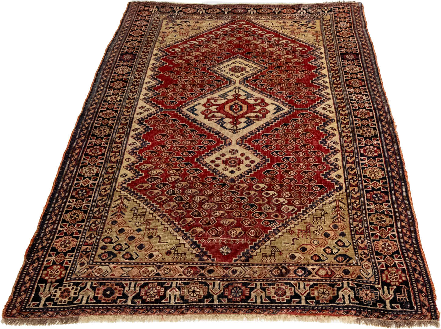 W 3.8 L 6.1 Gashgaie Antique 100% Wool Hand-Woven All-Over Design - 53155