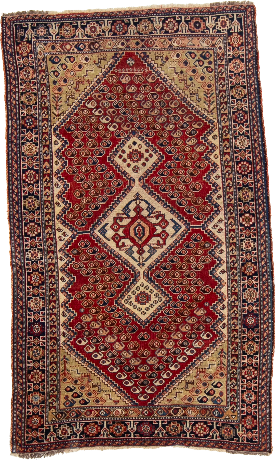 W 3.8 L 6.1 Gashgaie Antique 100% Wool Hand-Woven All-Over Design - 53155