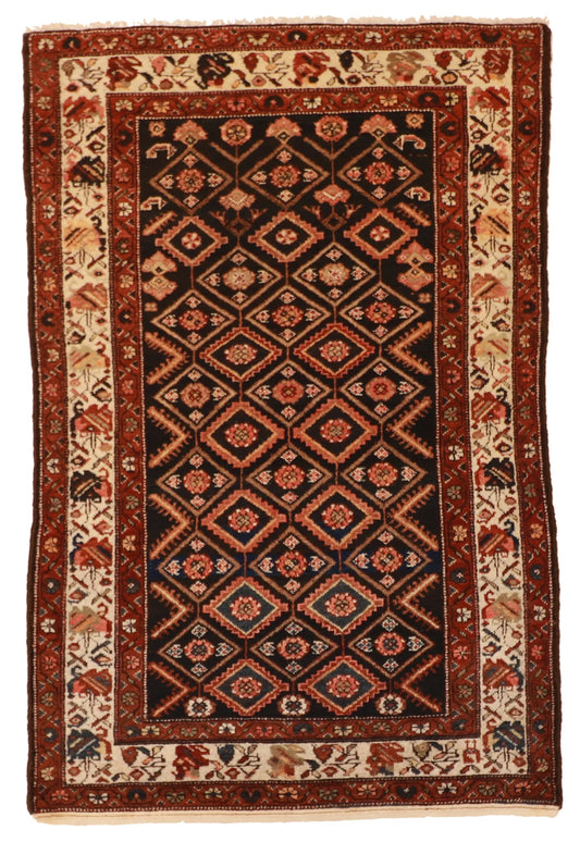 4 x 6.3 - Malayer Fine/Wool Geometric Rectangle - Finest Hand-Knotted Quality Wool — 53178