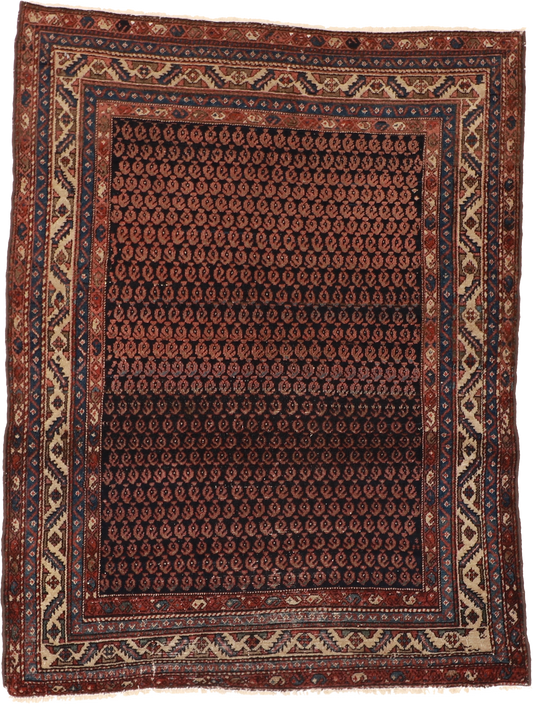W 4.7 L 6 Malayer Antique 100% Wool Hand-Woven All-Over Design - 53180