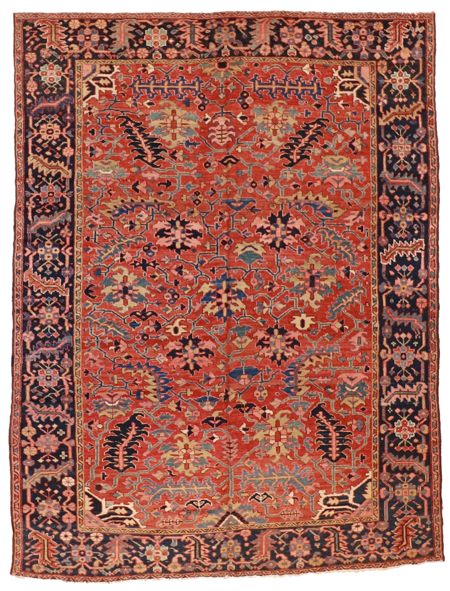 8 x 10 - Serapie Antique/Wool Geometric Rectangle - Hand Knotted Rug — 53218