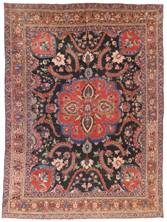 9 x 12 - Tabriz Fine All Over Rectangle - Hand Knotted Rug — 53229