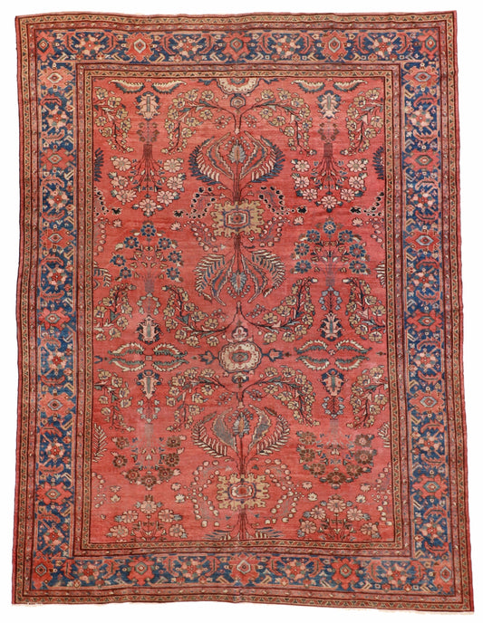 9 x 12 - Sultan Abad Antique Wool All Over Rectangle - Hand Knotted Rug — 53232