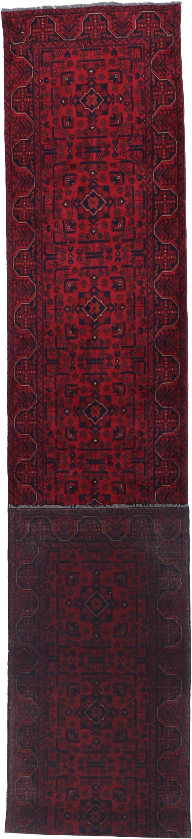 W 2.8 L 22.4 Kazak Runner 100% Wool Hand-Woven Geometric - 53278