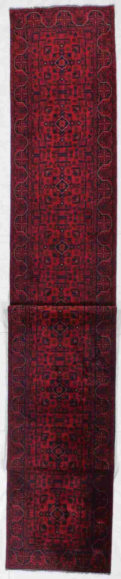 W 2.8 - L 22.4 - Kazak Wool Geometric Rectangle - Finest Hand-Knotted Quality Wool - 53278