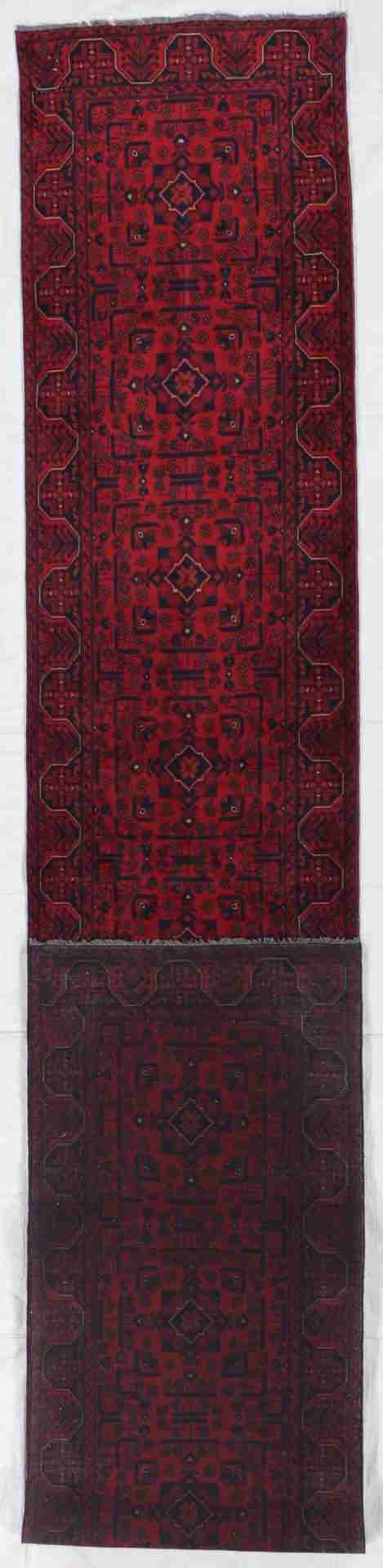 W 2.8 - L 22.4 - Kazak Wool Geometric Rectangle - Finest Hand-Knotted Quality Wool - 53278
