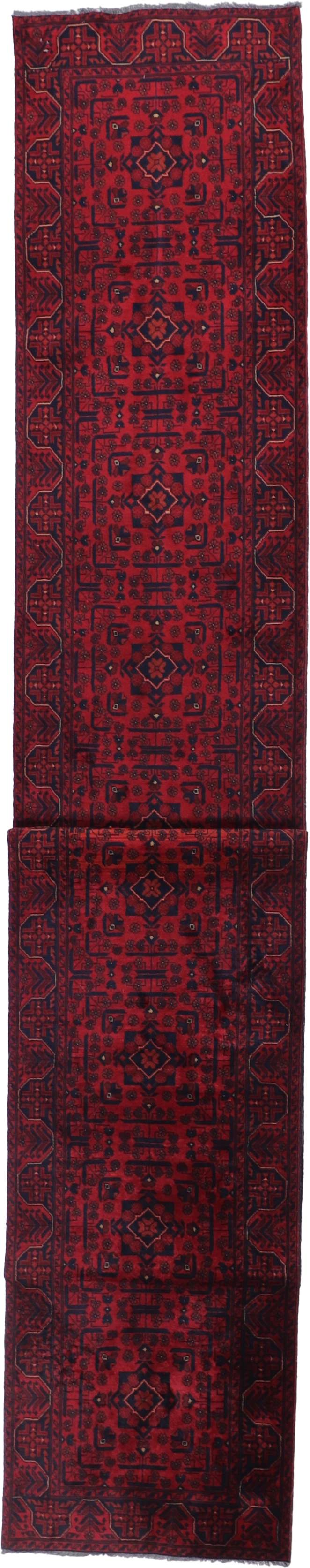 W 2.8 L 22.4 Kazak Runner 100% Wool Hand-Woven Geometric - 53278